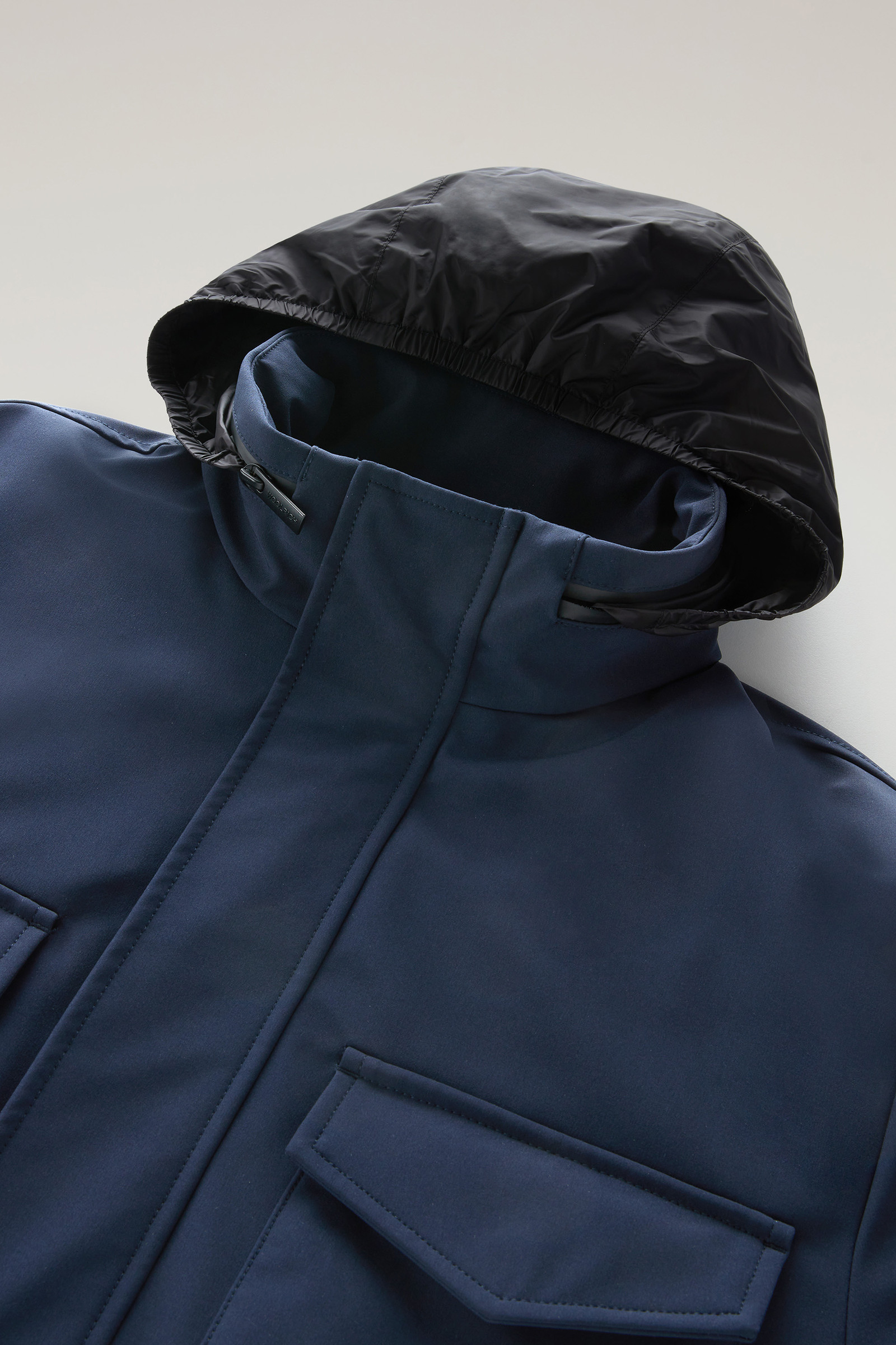 Men S Field Jacket In Tech Softshell Blue Woolrich CZ