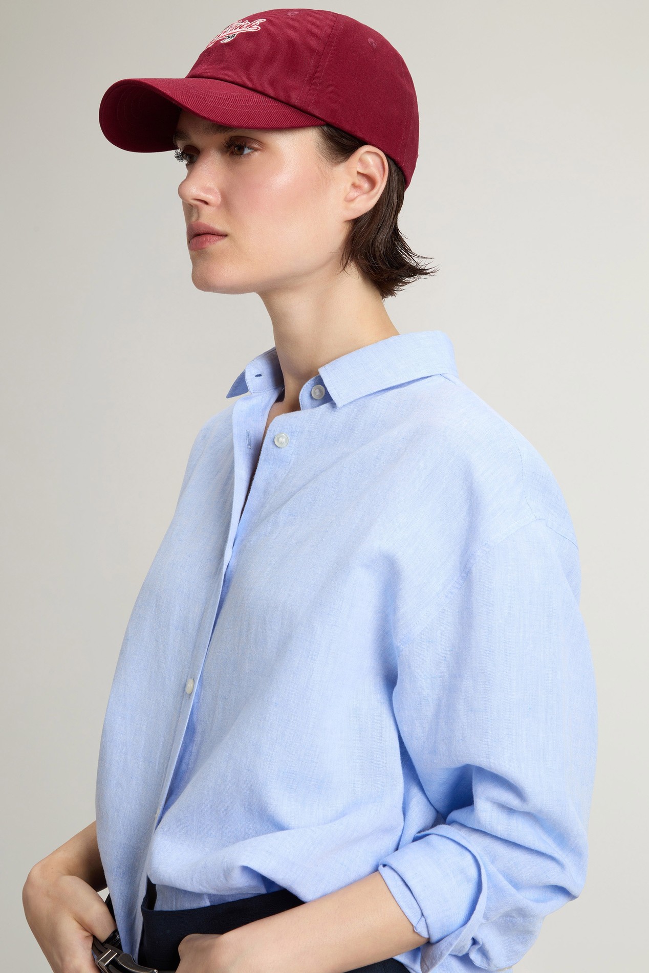 COTTON LINEN YD BOYFRIEND SHIRT Blue photo 4 | Woolrich
