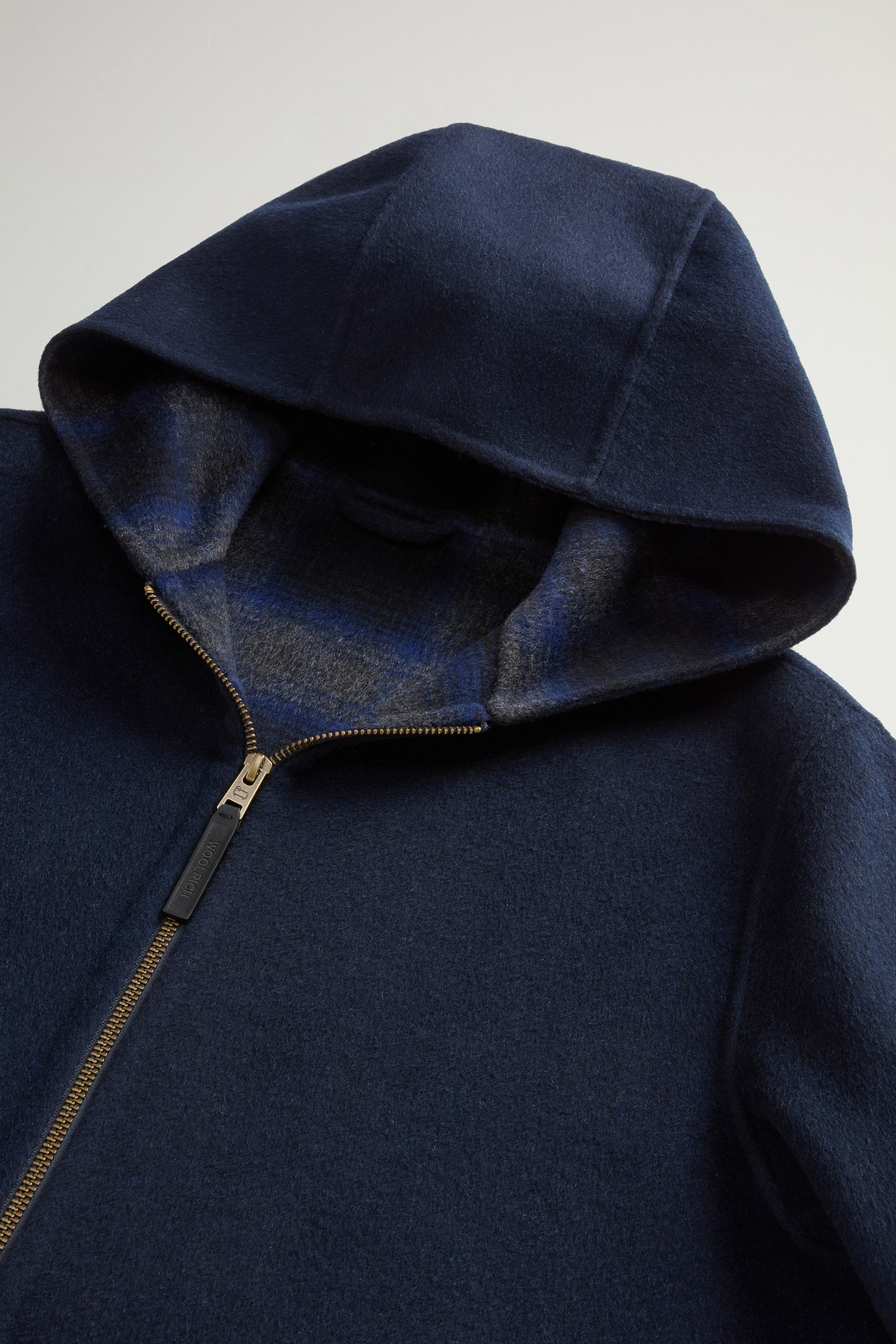 Wool-Blend Jacket with Hood and Zipper Blue photo 6 | Woolrich