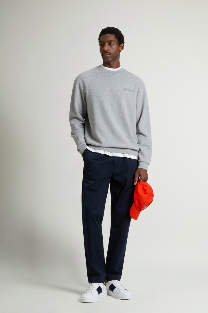 Crewneck Sweatshirt in Pure Cotton with Macro Logo on the Back Gray photo 2 | Woolrich