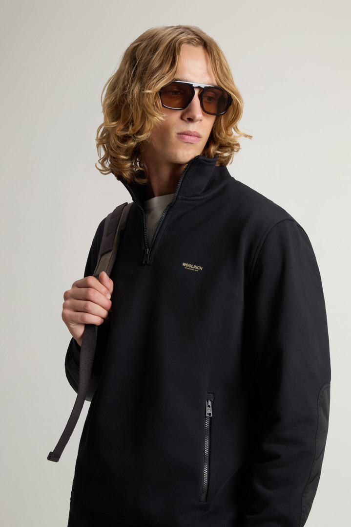 Hybrid Pure Cotton and Nylon Turtleneck Sweatshirt Black photo 4 | Woolrich