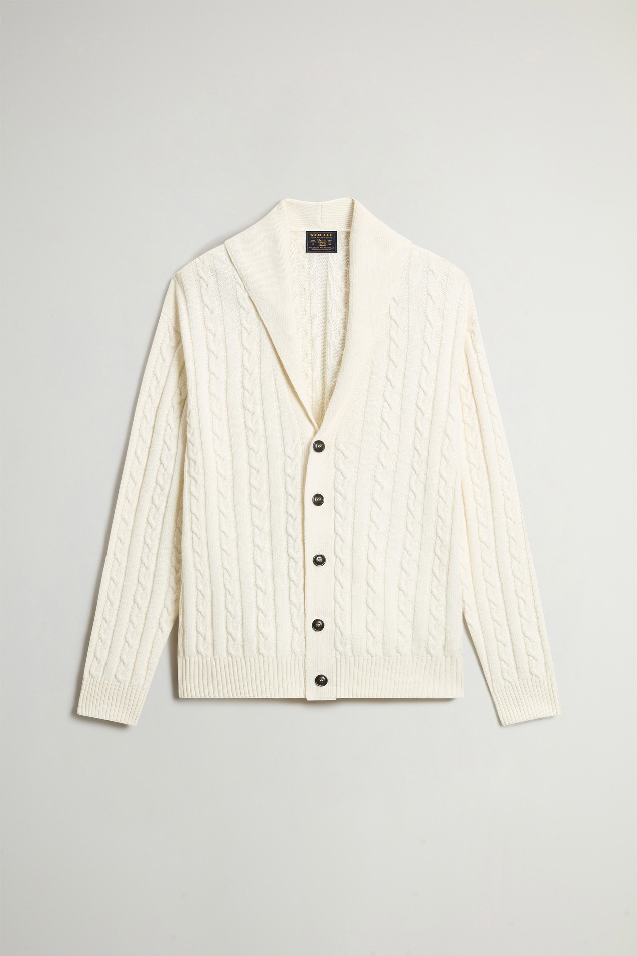 Cardigan in misto lana e cotone a trecce Bianco photo 5 | Woolrich