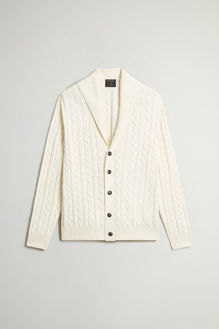 Cardigan in misto lana e cotone a trecce Bianco photo 5 | Woolrich