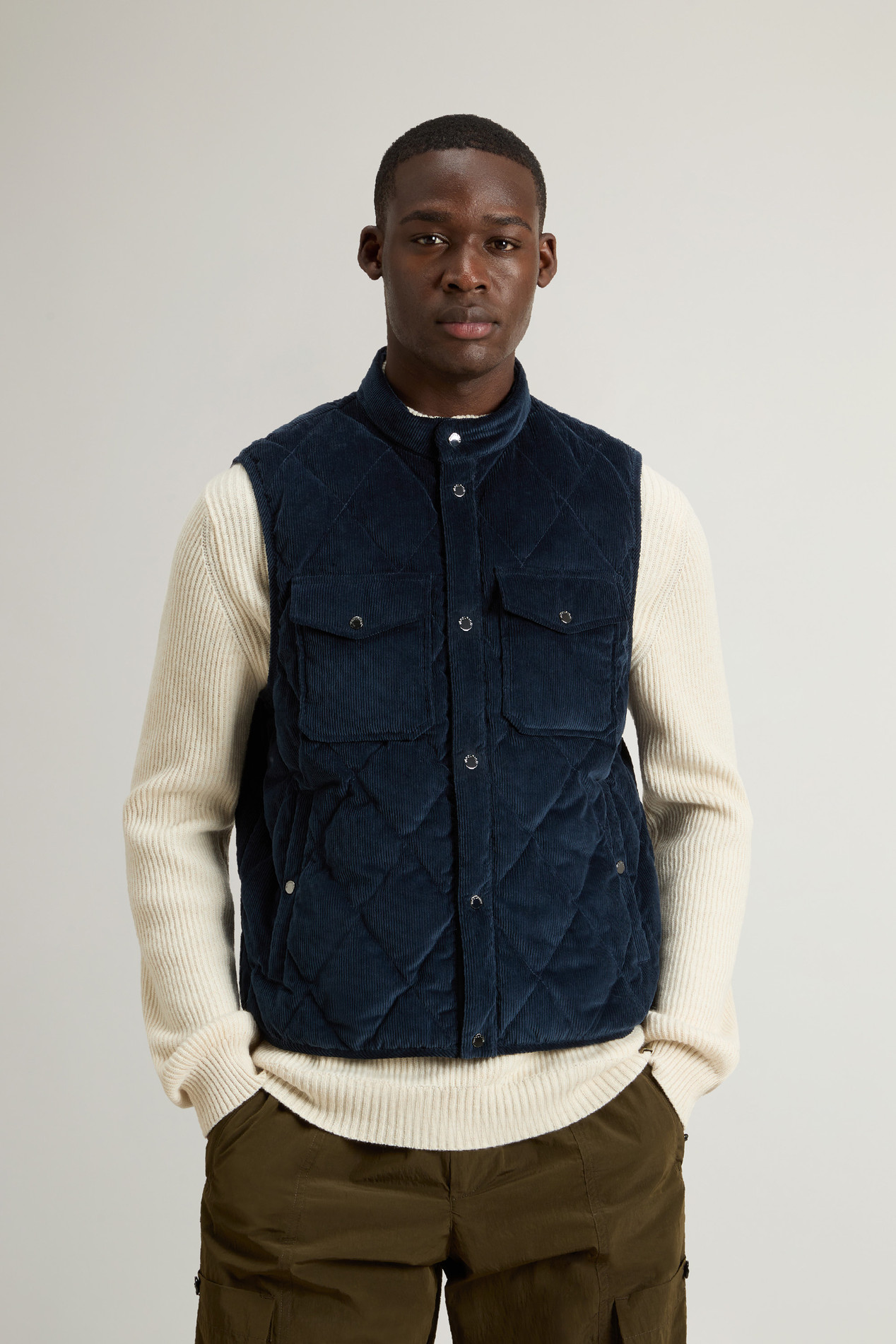 Corduroy Vest with Diamond Quilting Blue photo 1 | Woolrich