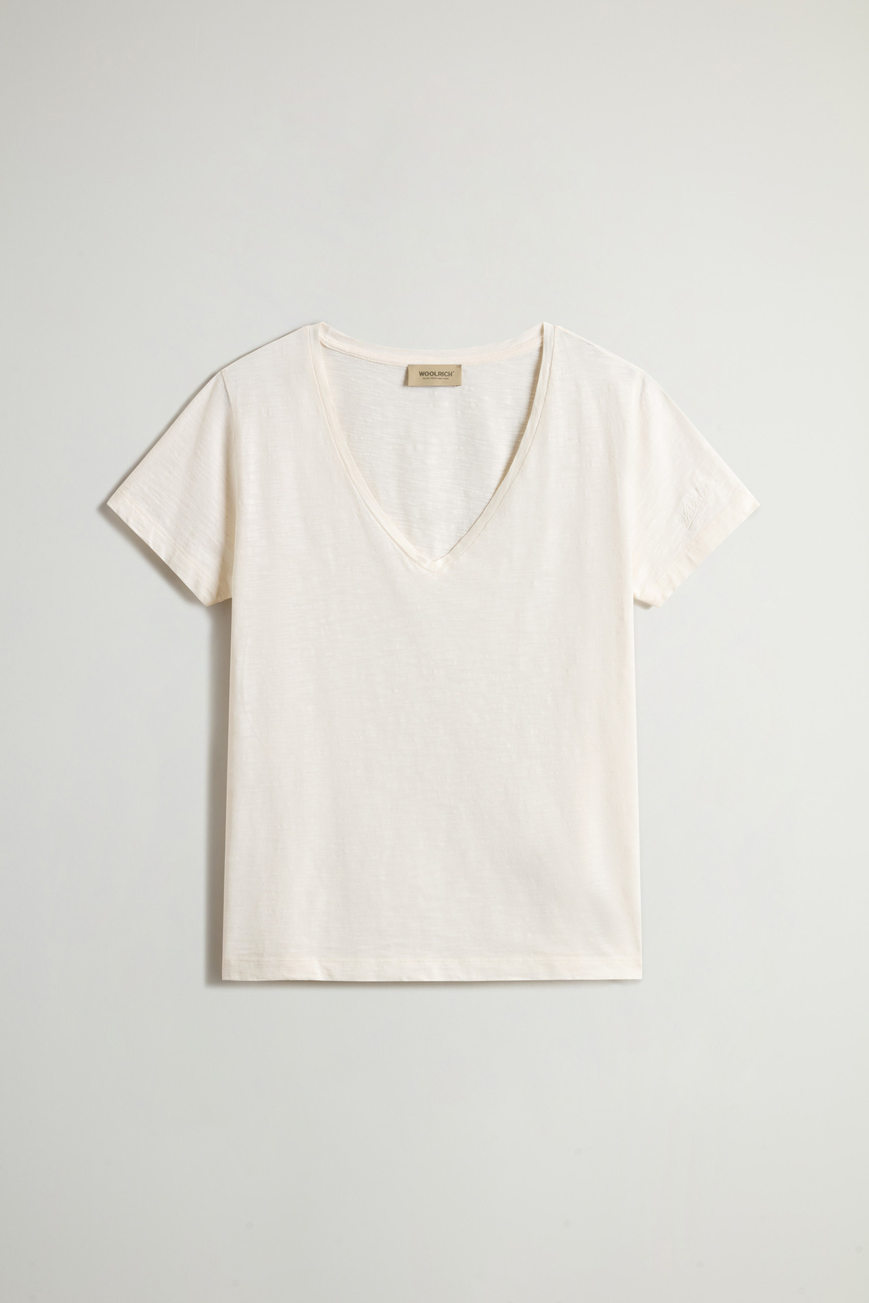 Pure Cotton Slub T-Shirt with V-Neck White photo 5 | Woolrich