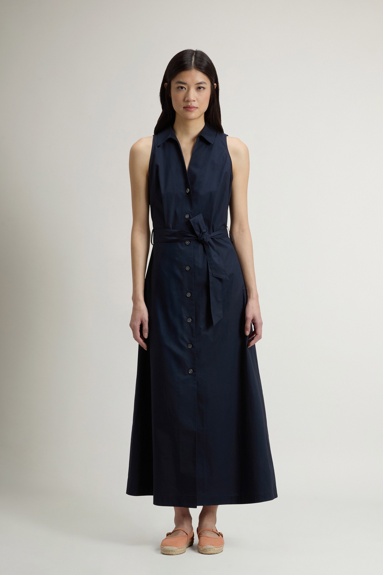 Shirt Dress in Pure Cotton Poplin with Belt Blue photo 1 | Woolrich