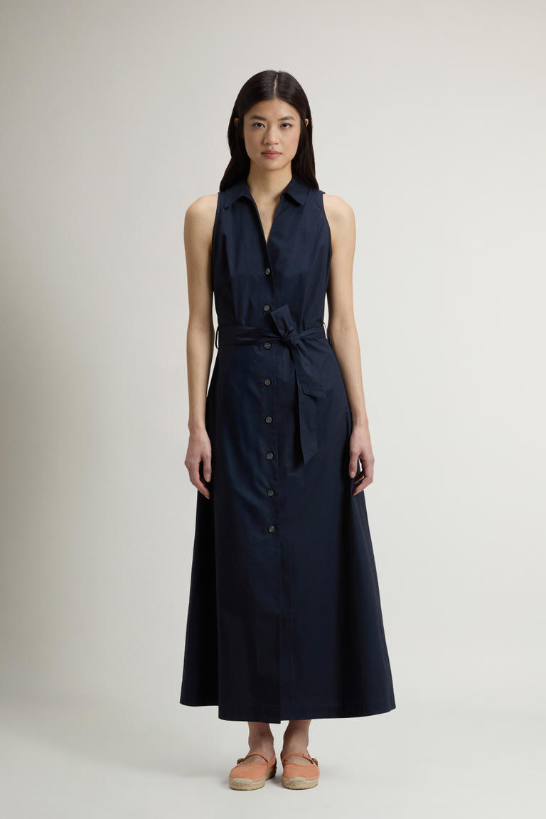Hemdblusenkleid aus Popeline aus reiner Baumwolle mit Gürtel Blau photo 1 | Woolrich