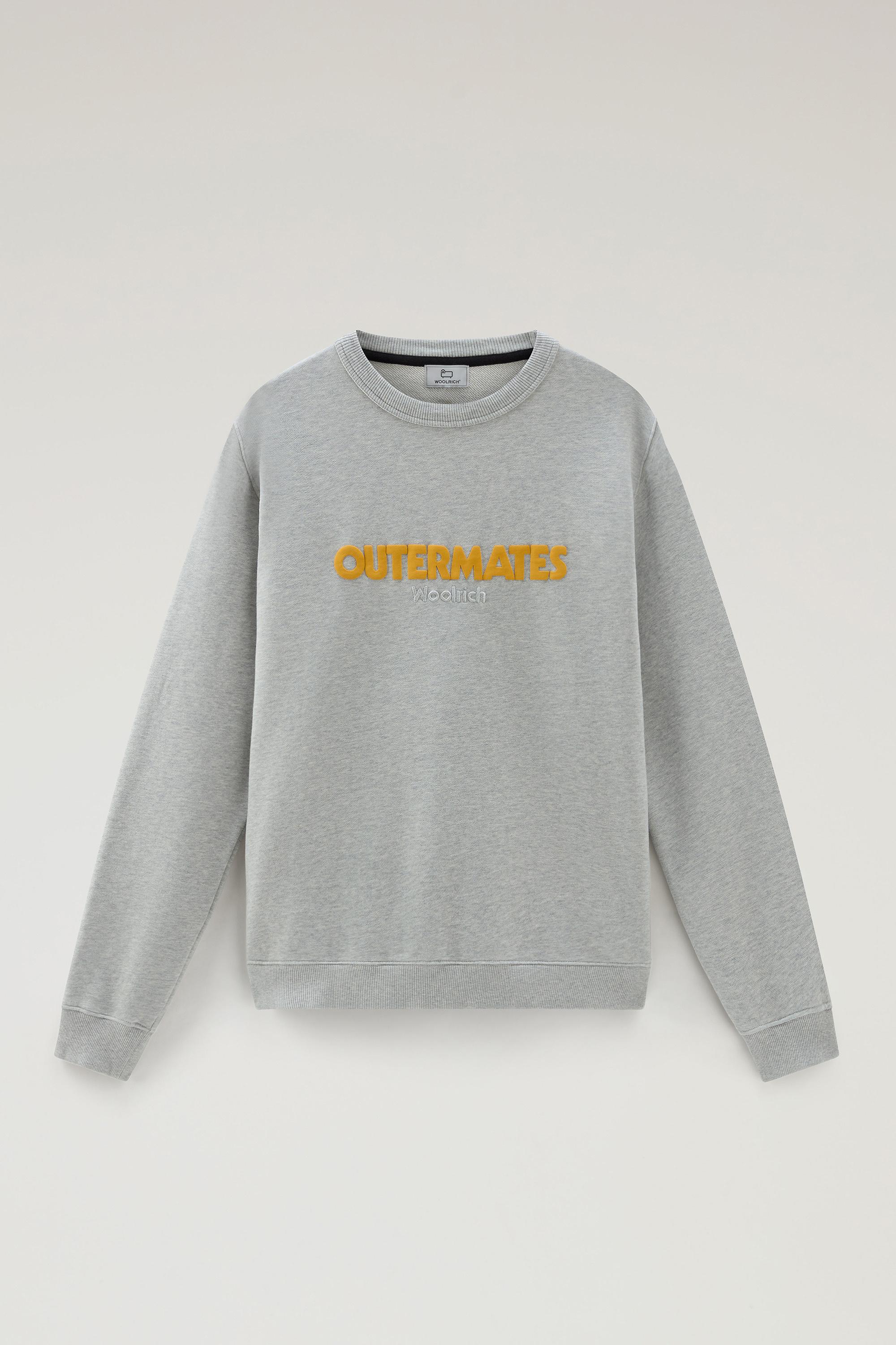 Pure Cotton Crewneck Sweatshirt with Embossed Print Gray photo 1 | Woolrich