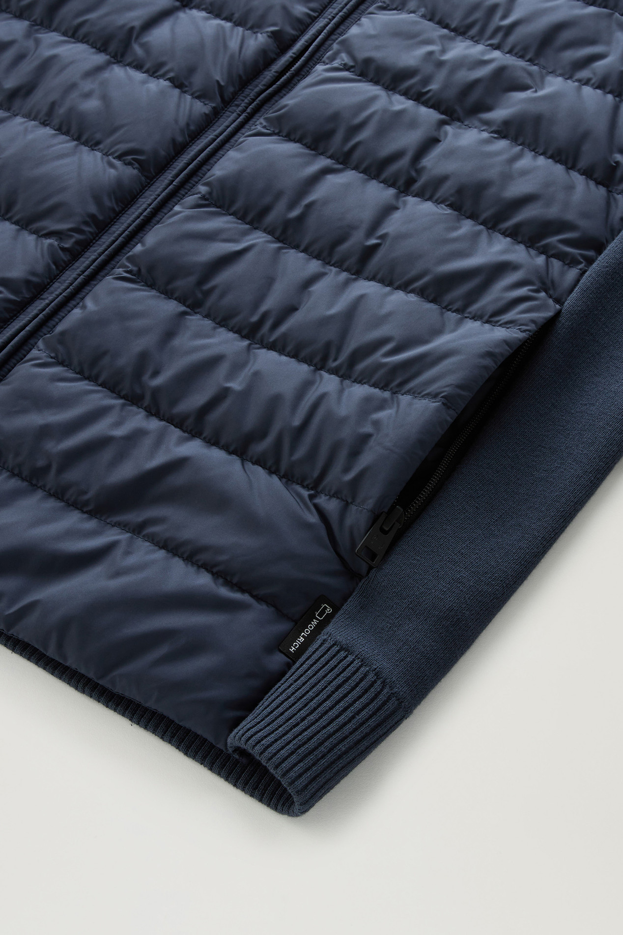Sundance Hybrid Bomber Jacket in Microfibre and Cotton Knit Blue photo 3 | Woolrich