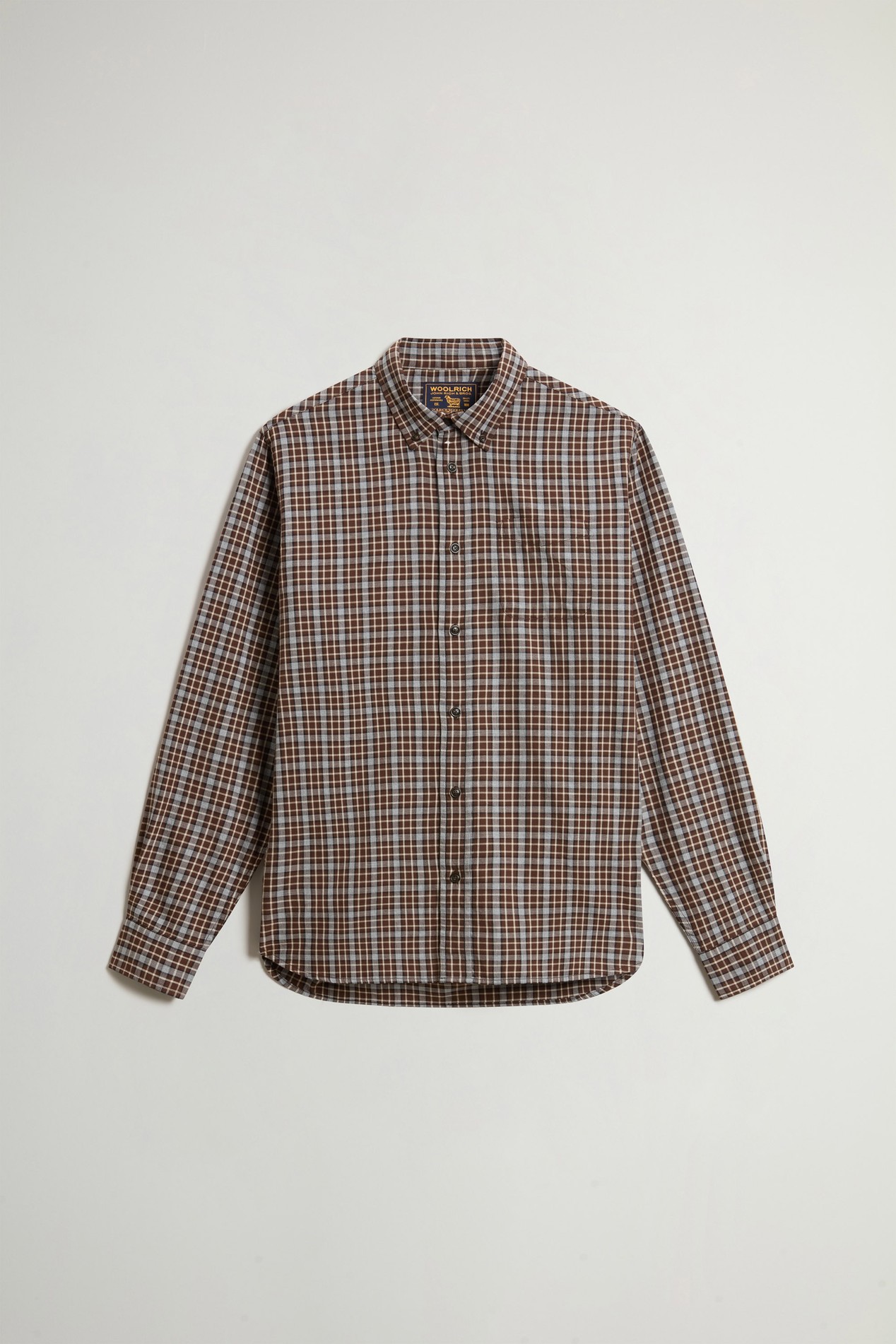 Button-Down Checked Shirt in Pure Cotton Flannel Green photo 5 | Woolrich
