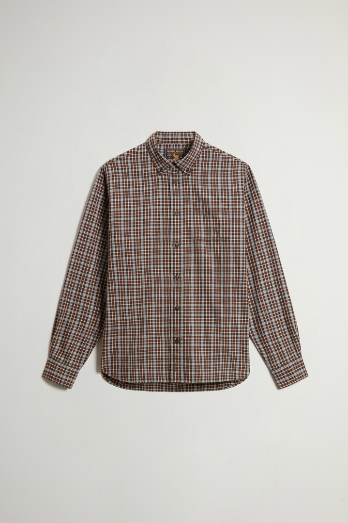 Button-Down Checked Shirt in Pure Cotton Flannel Green photo 5 | Woolrich