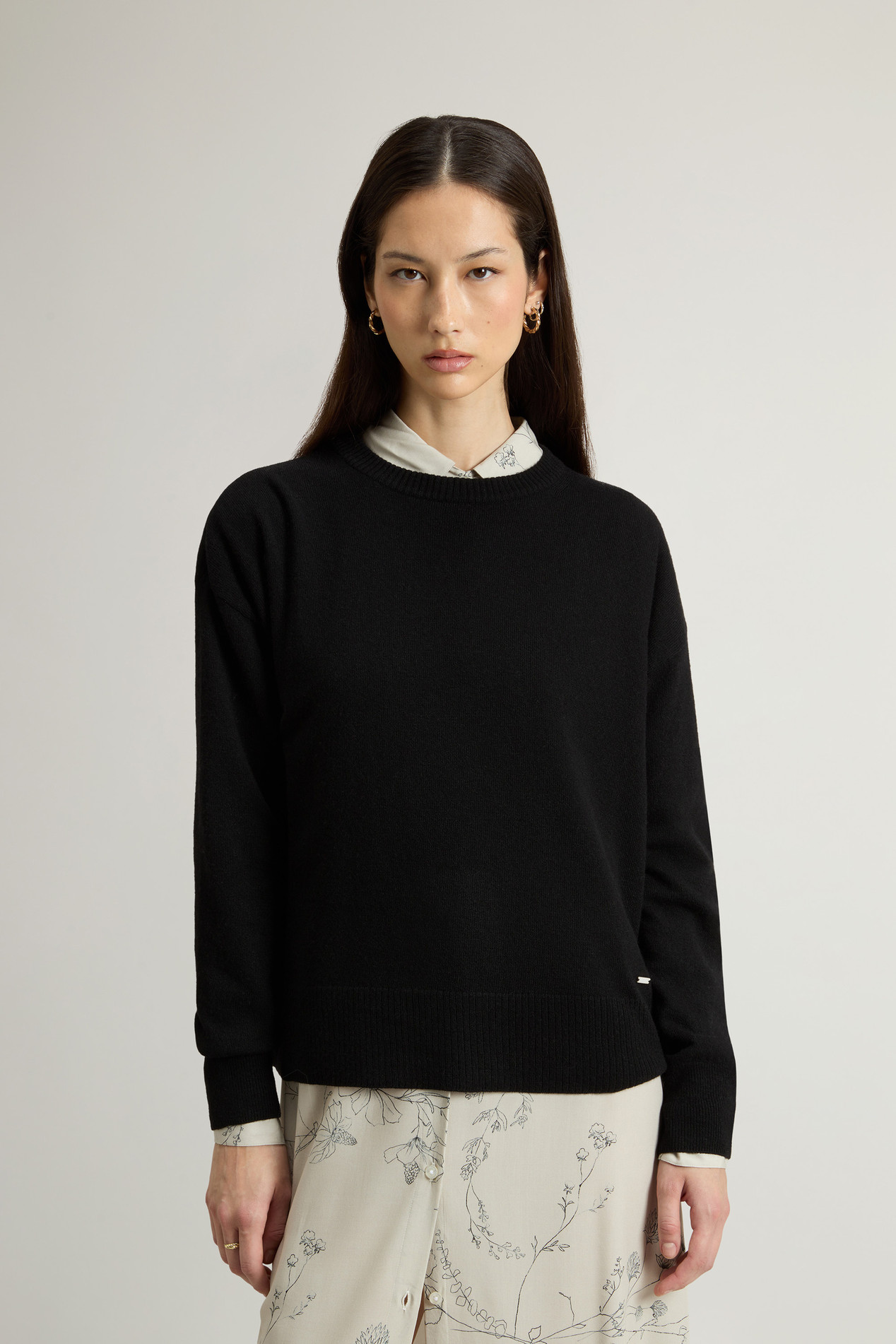 Jersey de cuello redondo en mezcla de lana virgen y cashmere Negro photo 1 | Woolrich