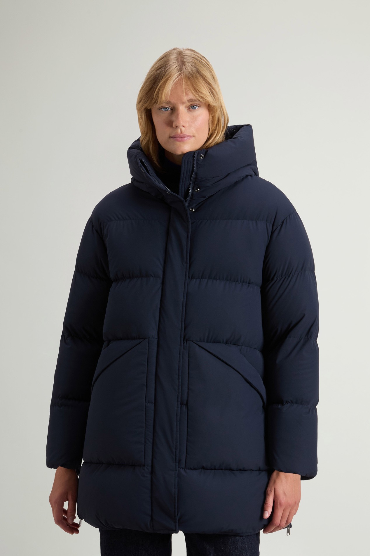 Quilted Madison Parka in Matte Stretch Nylon Blue photo 1 | Woolrich