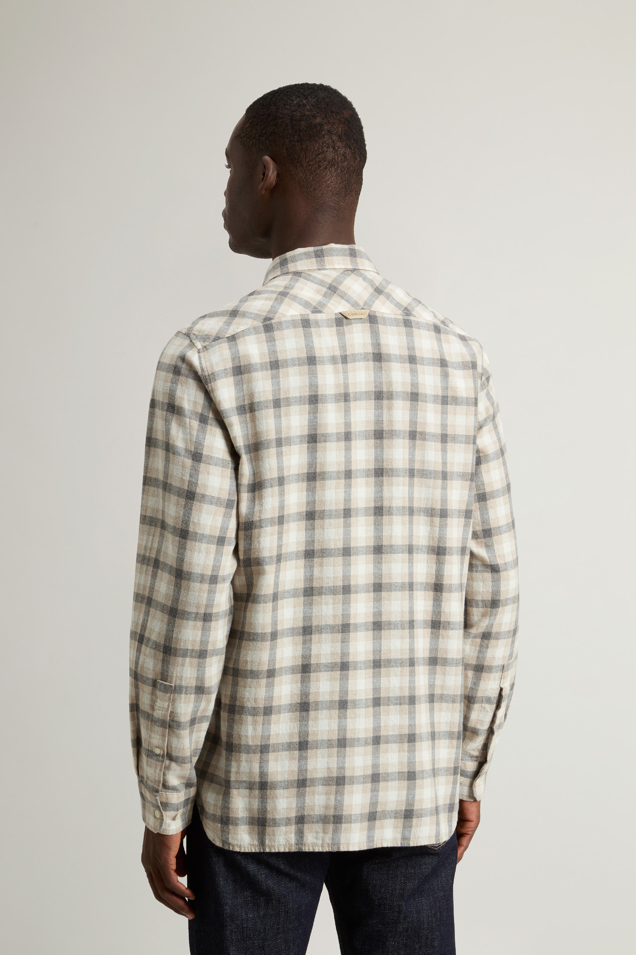 Pure Madras Cotton Flannel Checked Shirt Beige photo 3 | Woolrich