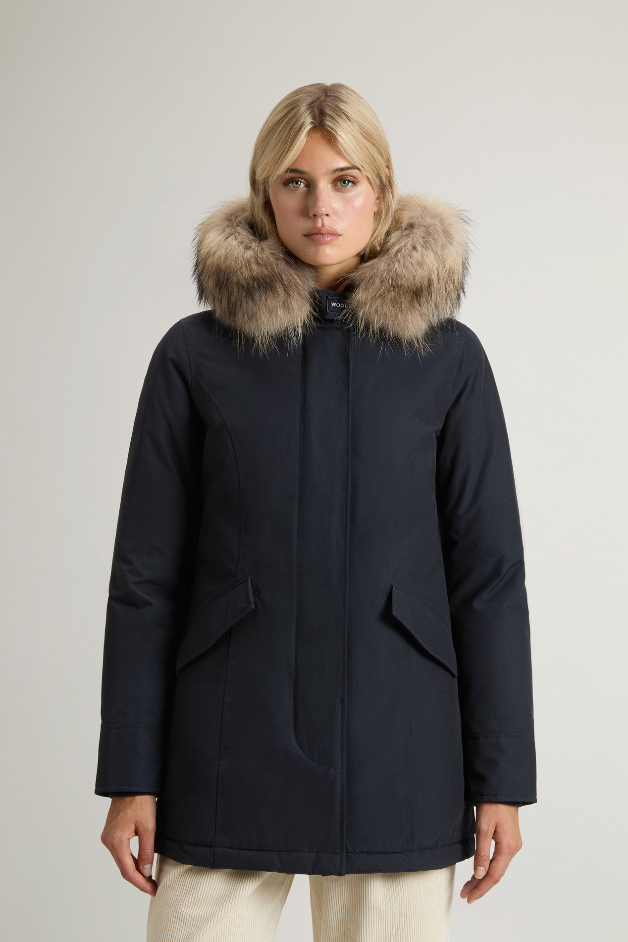 Arctic Parka in Ramar Cloth with Detachable Fur Trim Blue photo 1 | Woolrich