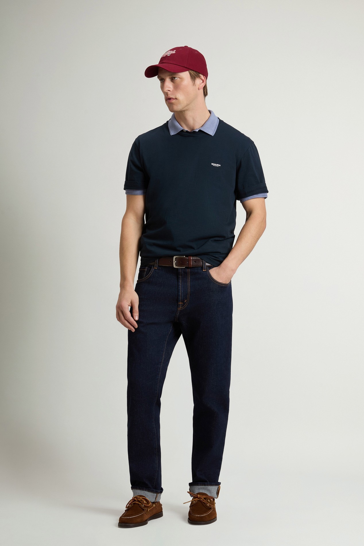 SLUB LOGO T-SHIRT Bleu photo 2 | Woolrich