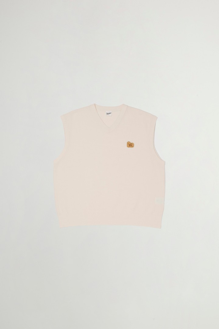 SHEEP PATCH COTTON PIQUE KNIT VEST White photo 1 | Woolrich