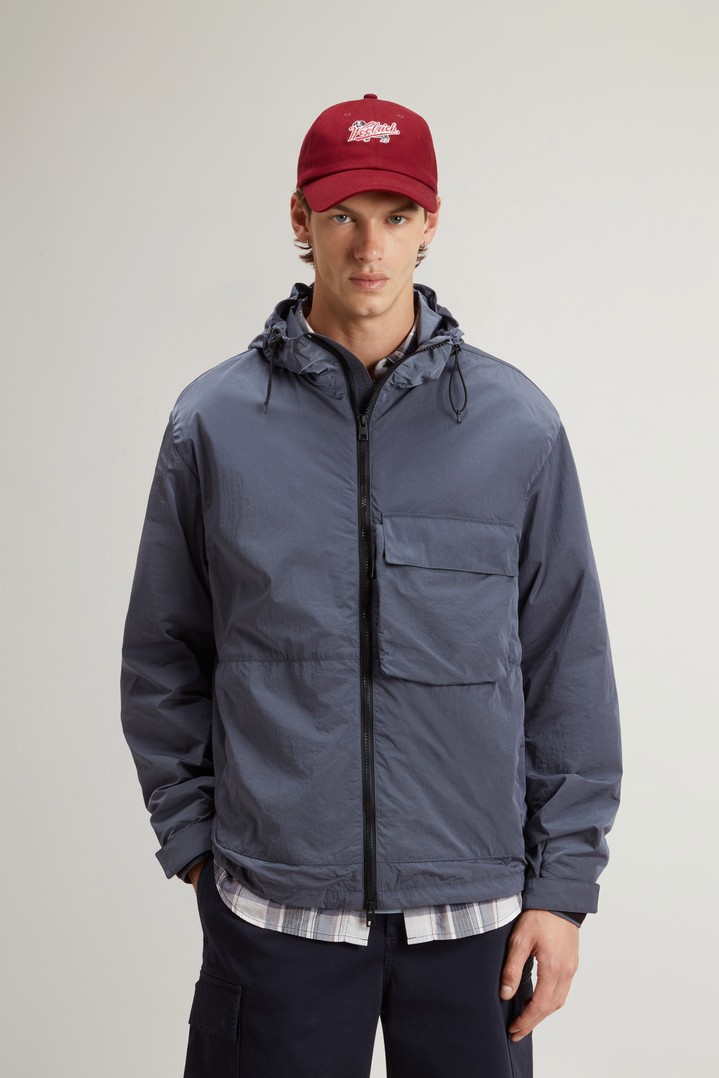 SHINY NYLON HOODED JACKET Blue photo 1 | Woolrich