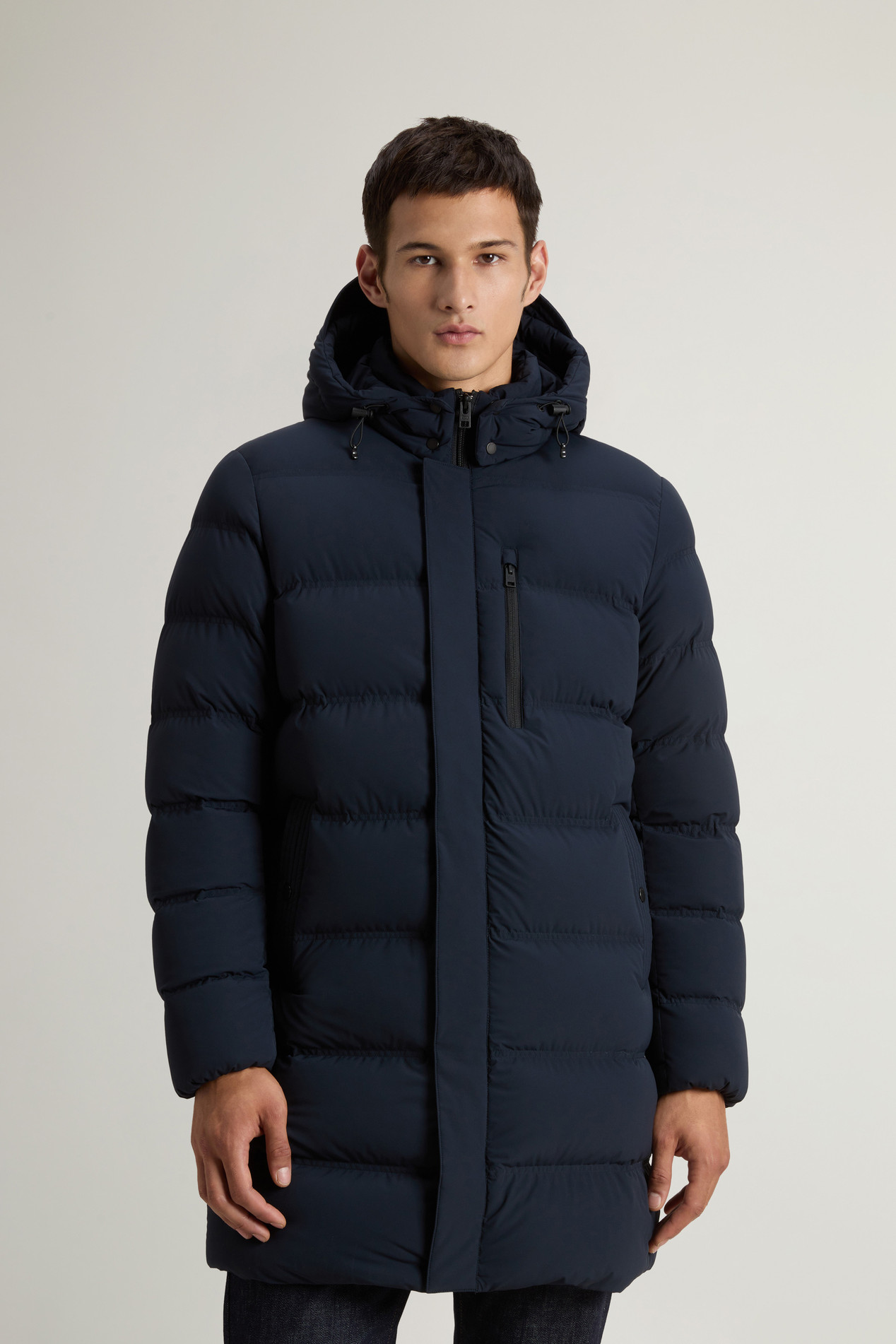 MATT STRETCH LONG PUFFER Blue photo 1 | Woolrich