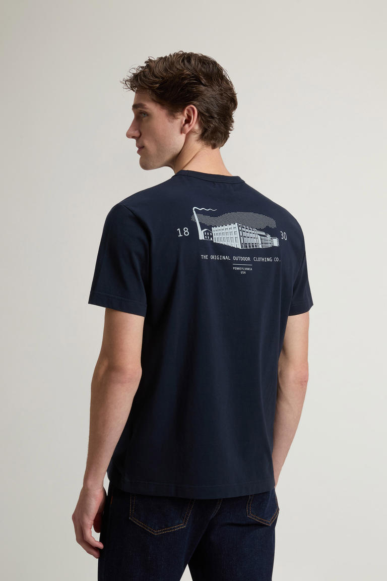 T-Shirt in Pure Cotton with Small Pocket Blue photo 1 | Woolrich