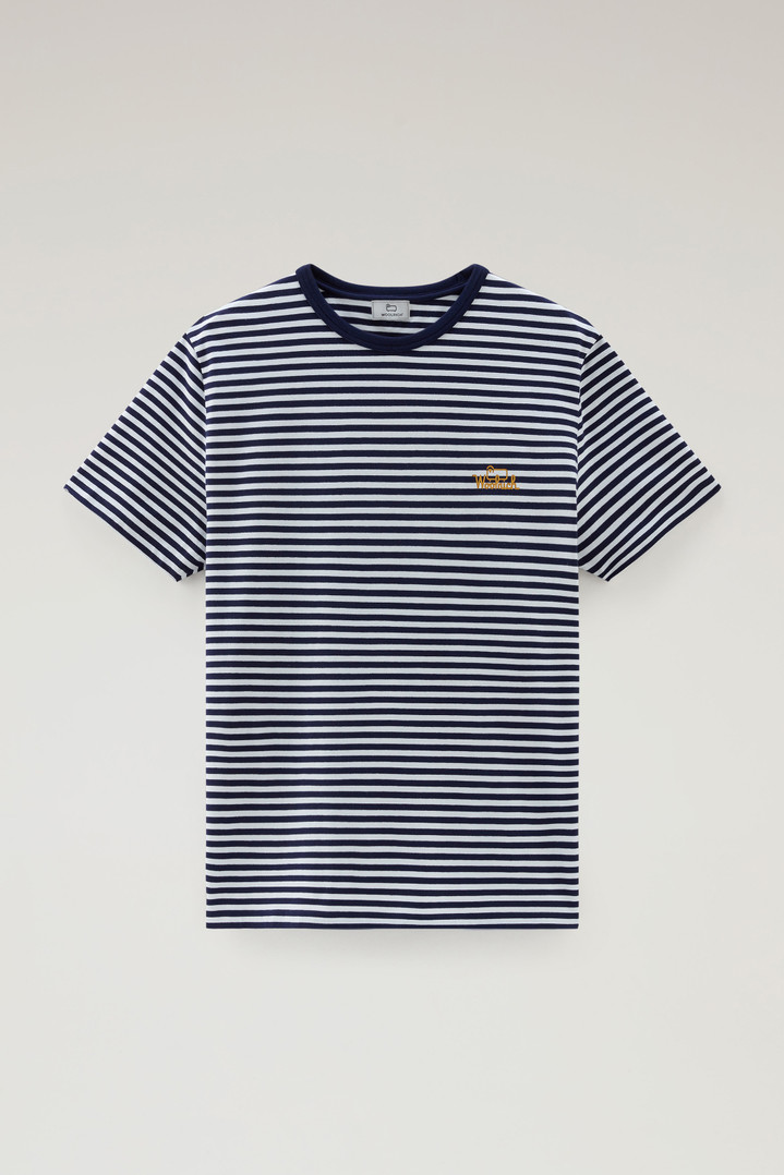Striped T-Shirt in Stretch Cotton Jersey Blue photo 1 | Woolrich