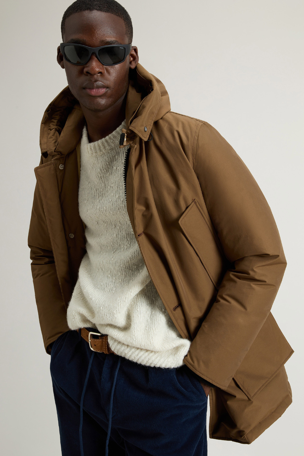 Arctic Parka in Ramar Cloth with Detachable Fur Trim Brown photo 4 | Woolrich