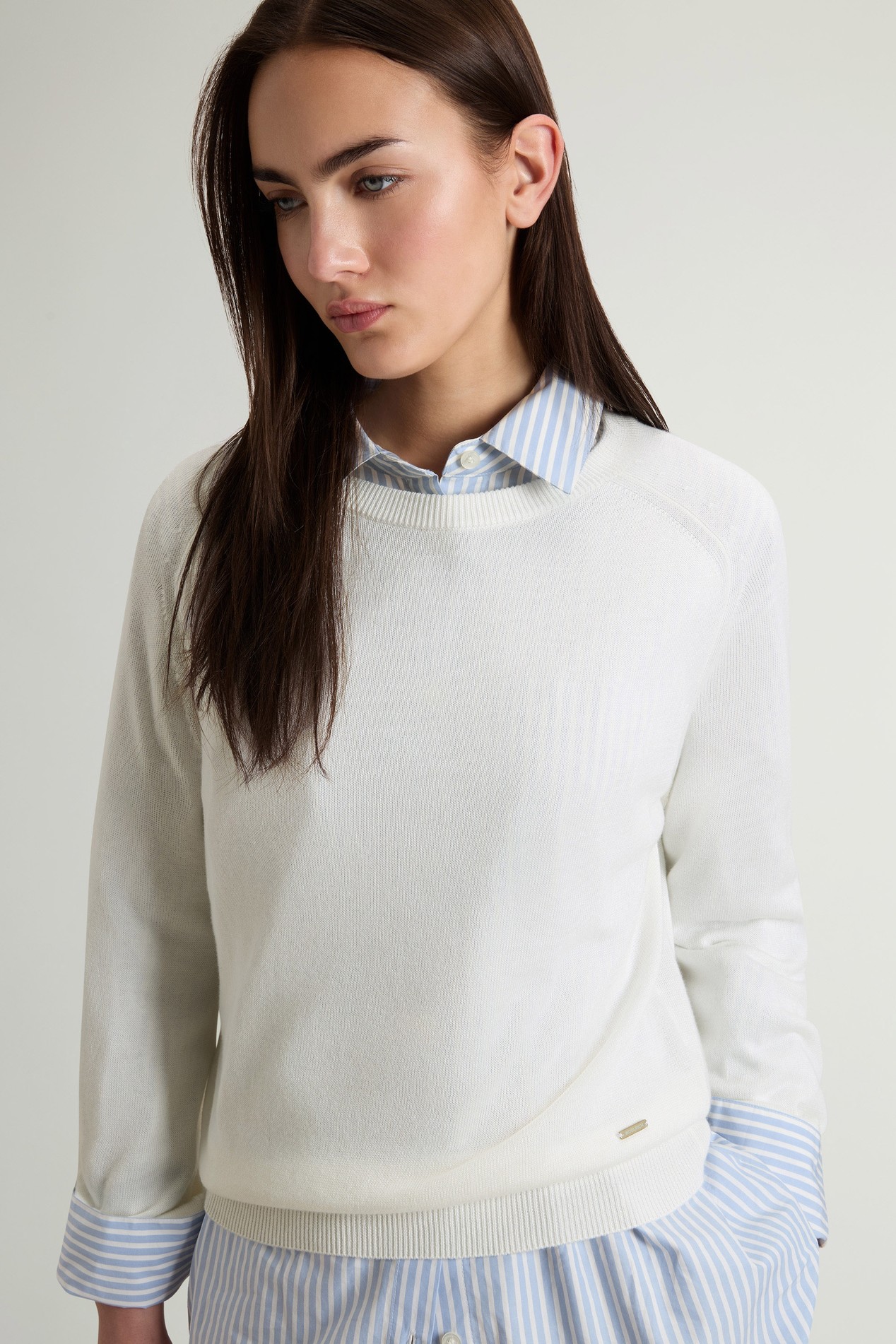 Crewneck Sweater in Cotton Blend White photo 4 | Woolrich