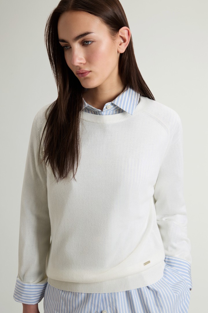 Crewneck Sweater in Cotton Blend White photo 4 | Woolrich