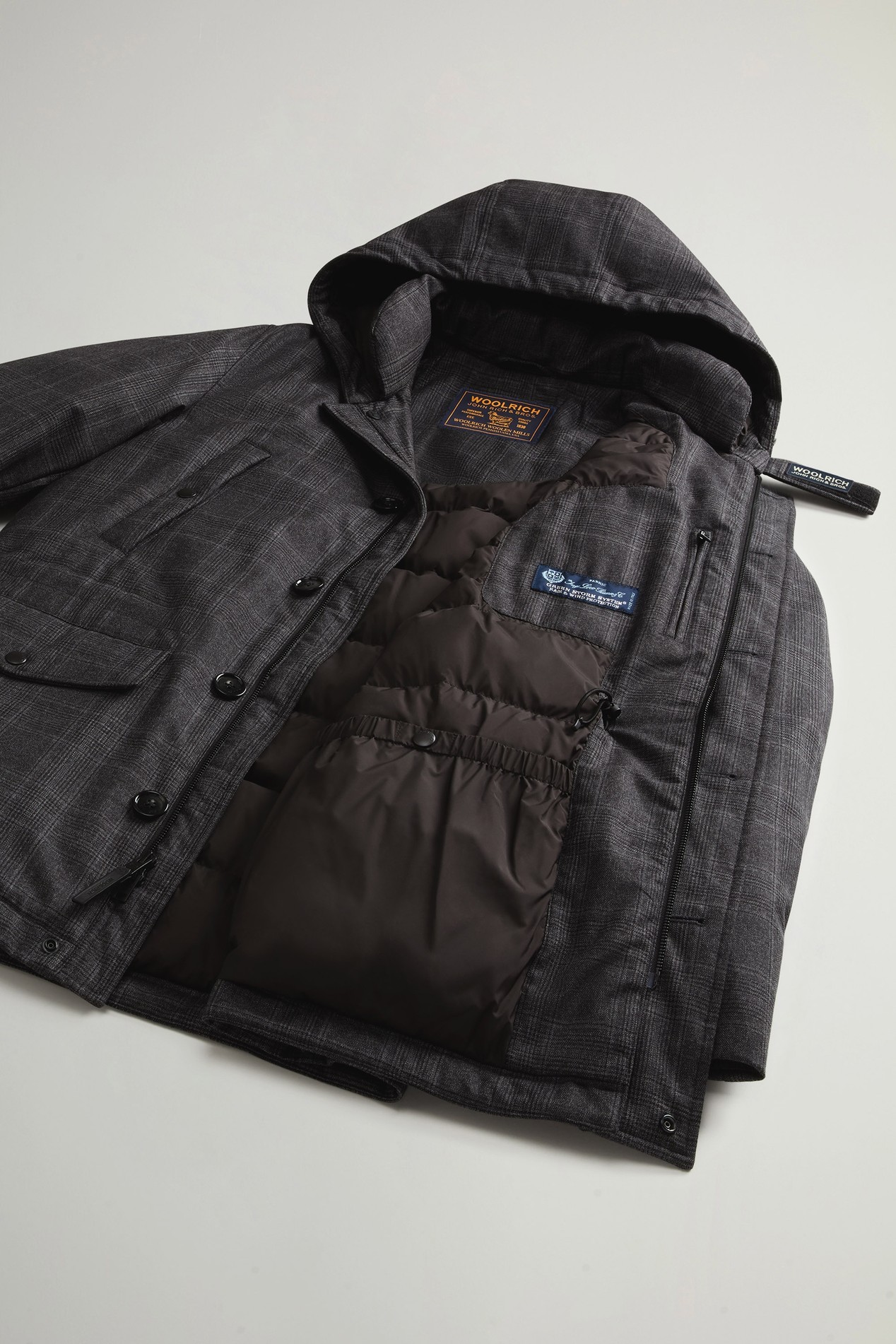 Zelander Prince of Wales Parka in Italian Pure Virgin Wool Gray photo 8 | Woolrich