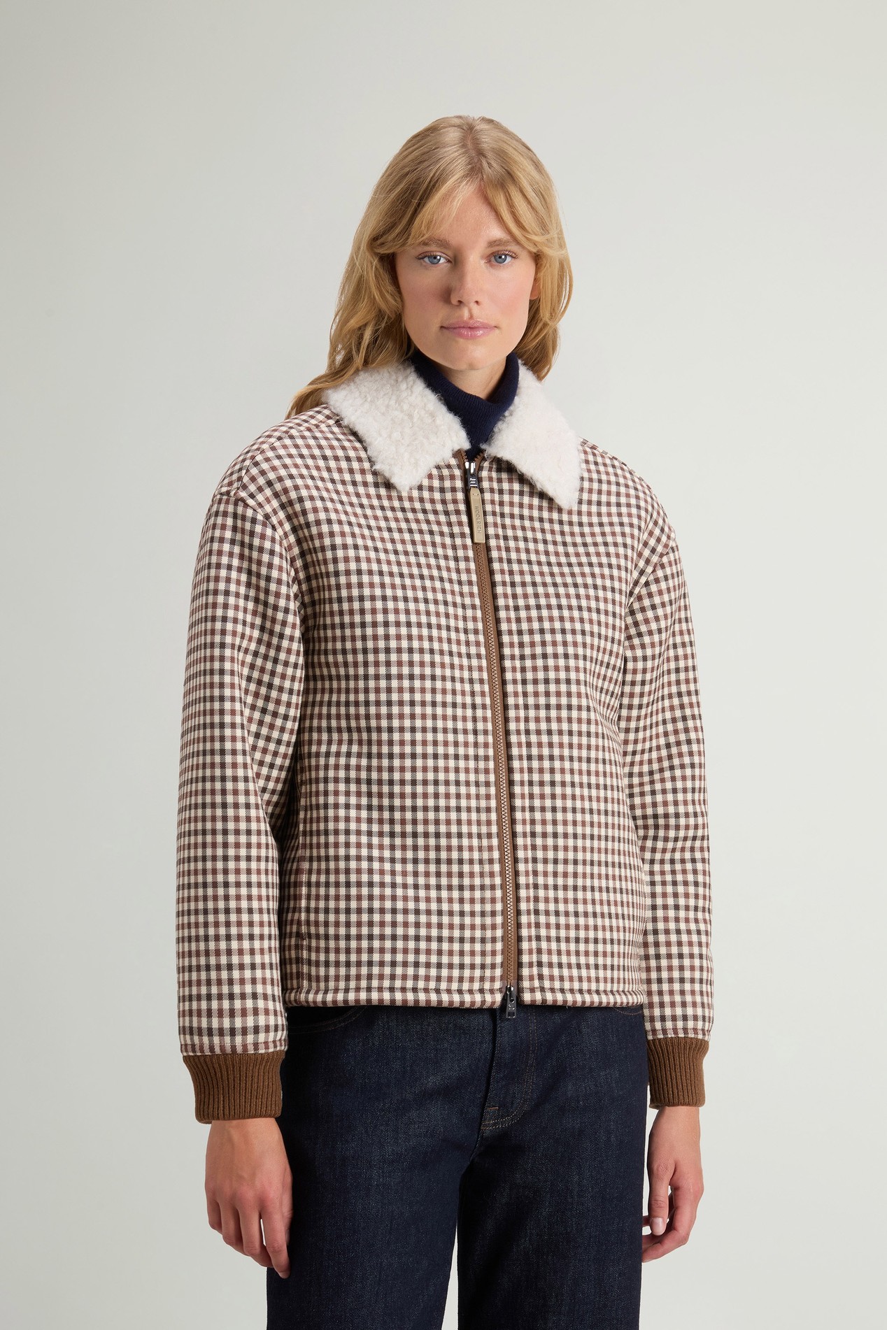Checked Overshirt in Sherpa White photo 1 | Woolrich