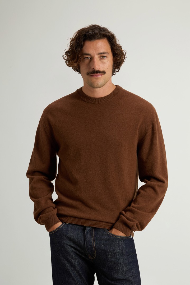 Pullover aus reiner Schurwolle mit Rundhalsausschnitt Braun photo 1 | Woolrich