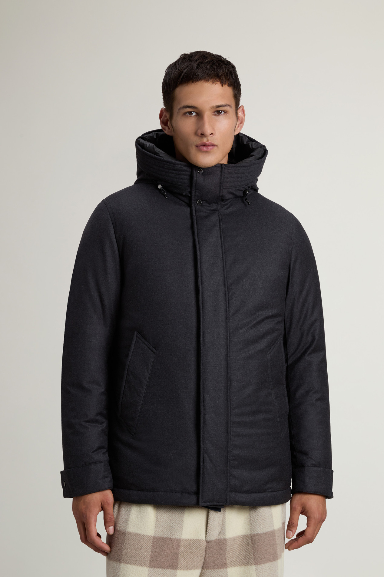 Short Parka in Wool-Silk Blend Crafted Using a Loro Piana Fabric Black photo 1 | Woolrich