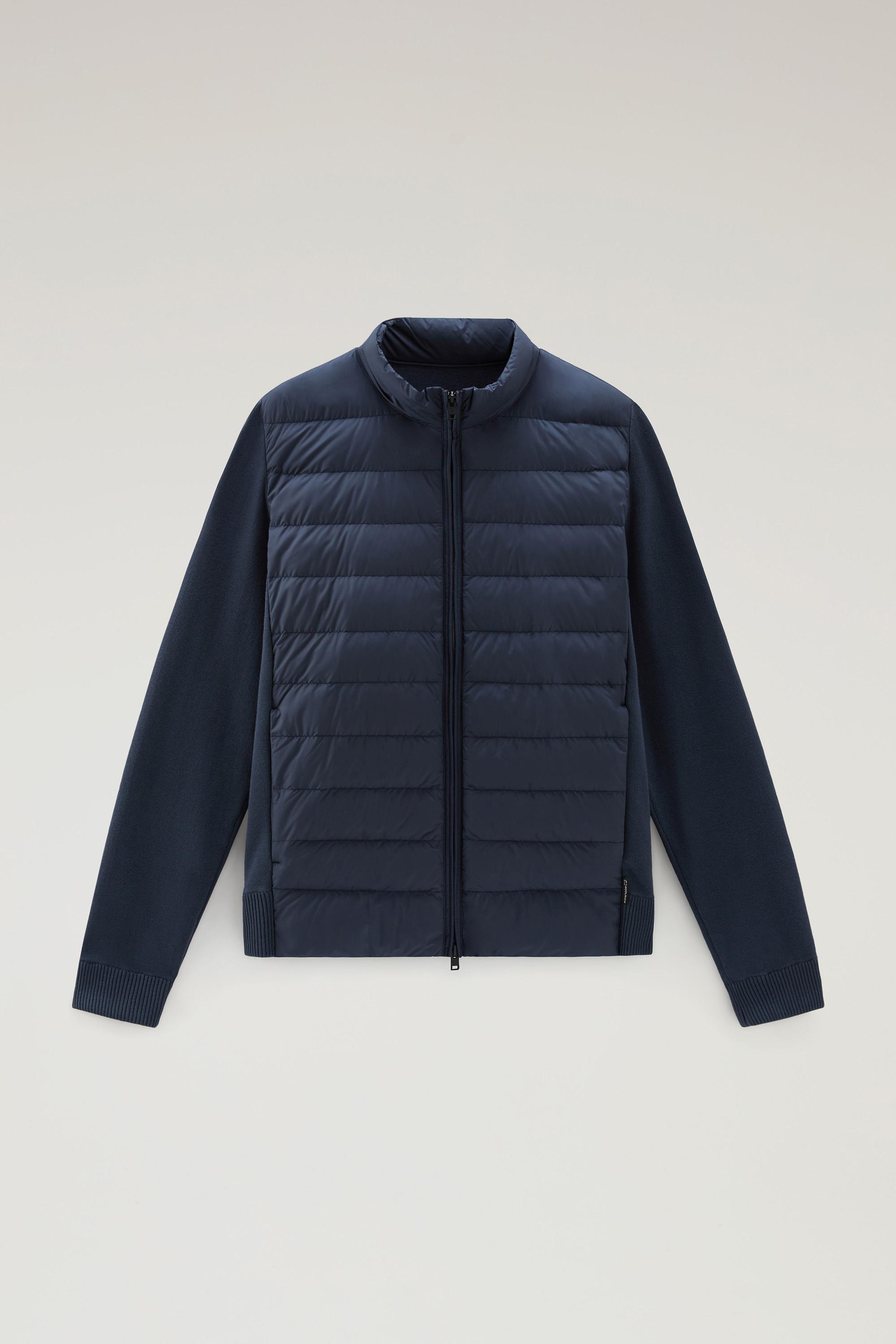 Sundance Hybrid Bomber Jacket in Microfibre and Cotton Knit Blue photo 1 | Woolrich