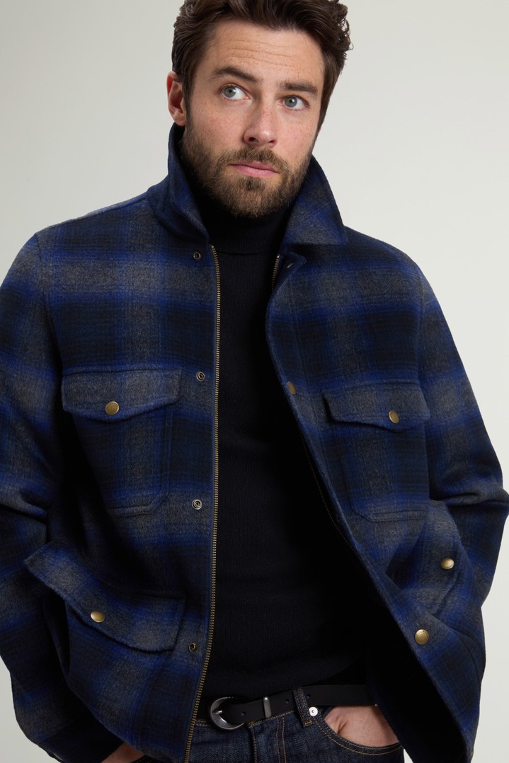 Checked Overshirt in Wool Blend Blue photo 4 | Woolrich