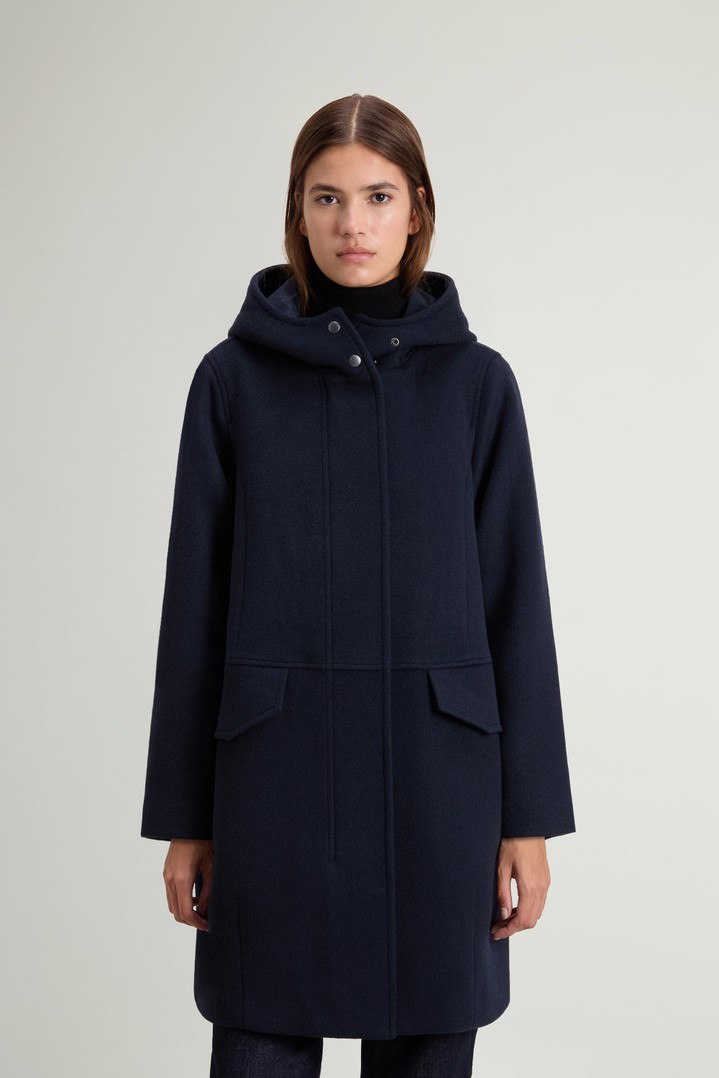 Parka aus Melton-Wollmischung mit Kapuze Blau photo 1 | Woolrich