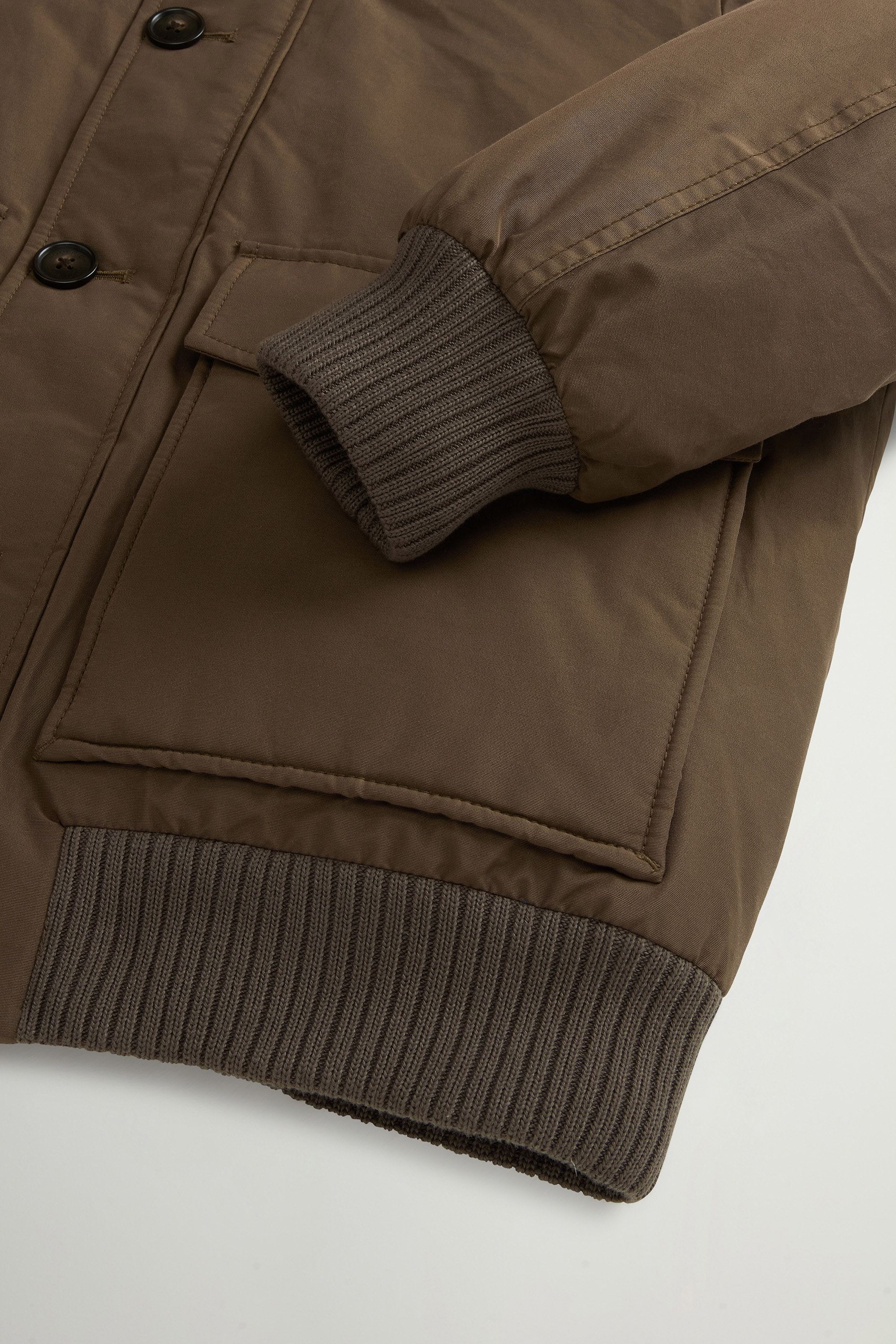 Padded Polar bomber jacket in Ramar Cloth with hood Green photo 7 | Woolrich