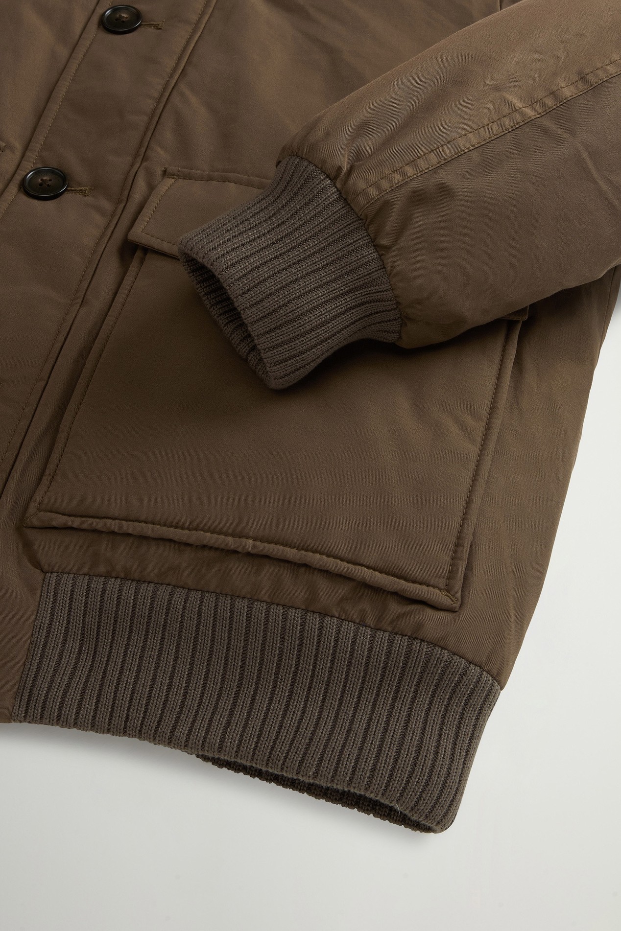 Padded Polar bomber jacket in Ramar Cloth with hood Green photo 7 | Woolrich