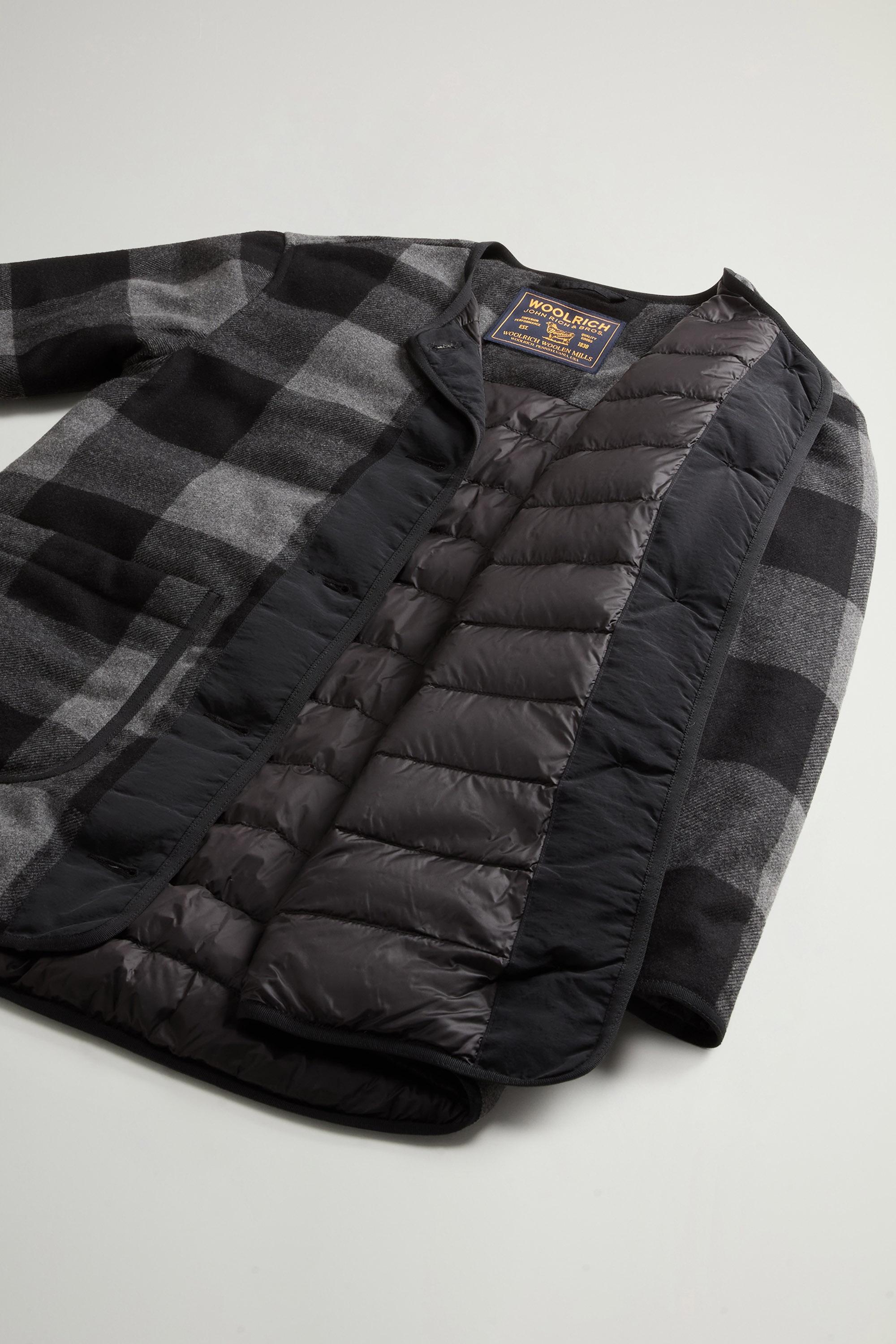 Long Alaskan Checked Overshirt in Wool Blend Black photo 8 | Woolrich