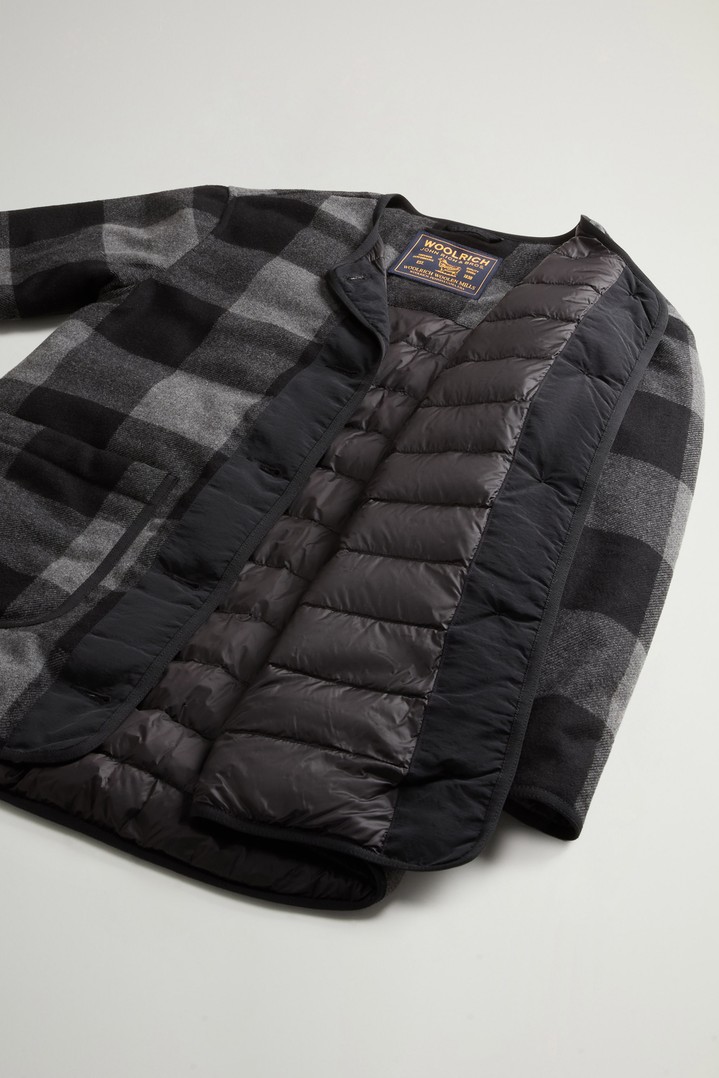Long Alaskan Checked Overshirt in Wool Blend Black photo 8 | Woolrich