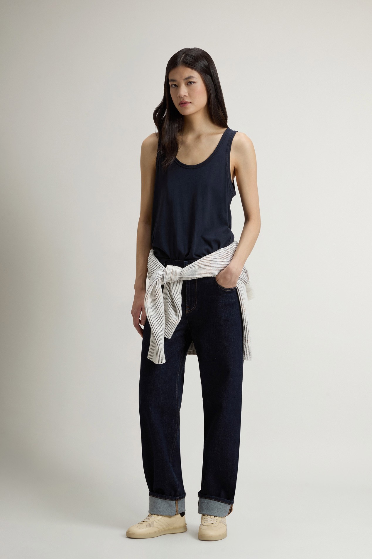 Top in Cotton and Modal Blend Blue photo 2 | Woolrich