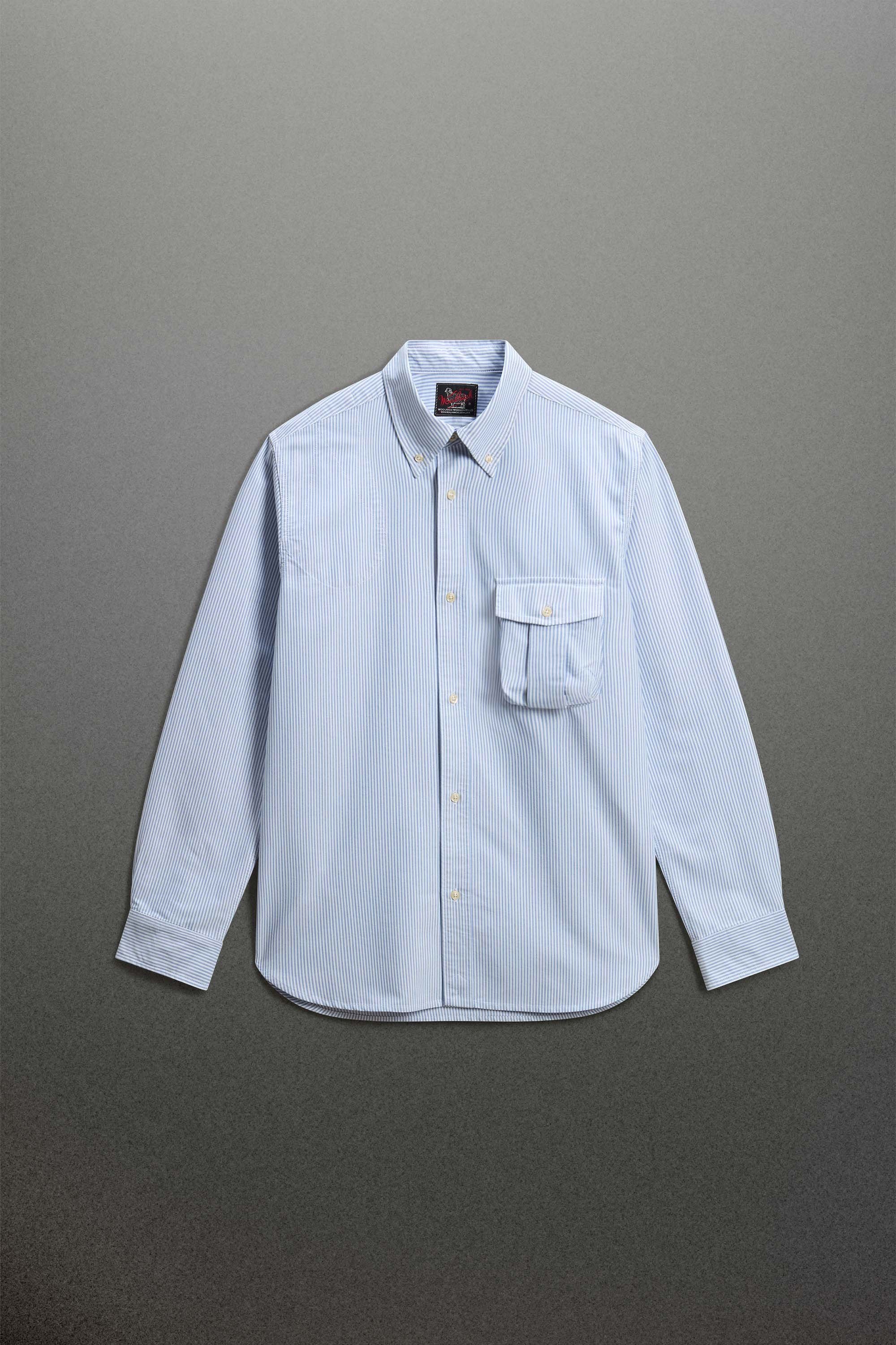 Striped Oxford Cotton-Blend Shirt Blue photo 1 | Woolrich