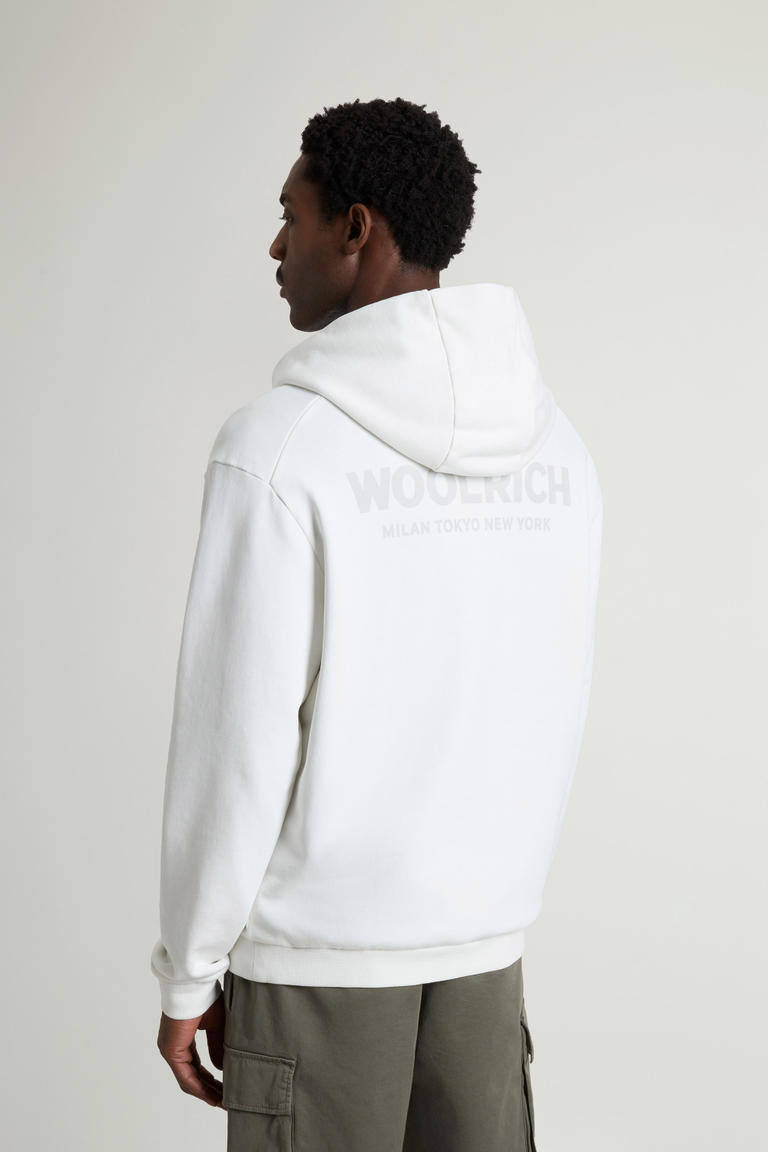 Hoodie in Pure Cotton with Macro Logo on the Back White photo 1 | Woolrich