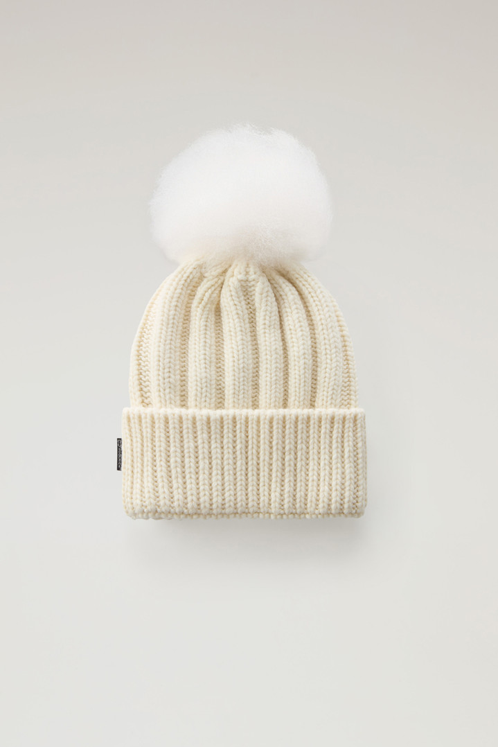 Girls' Beanie in Pure Virgin Wool with Cashmere Pom-Pom White photo 2 | Woolrich