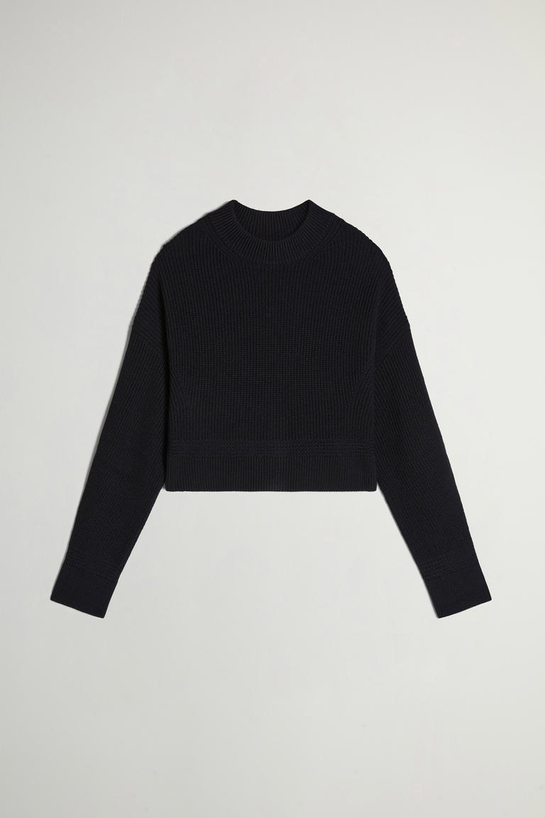 Ribgebreide trui met ronde hals van zuivere Merino-scheerwol Zwart photo 1 | Woolrich