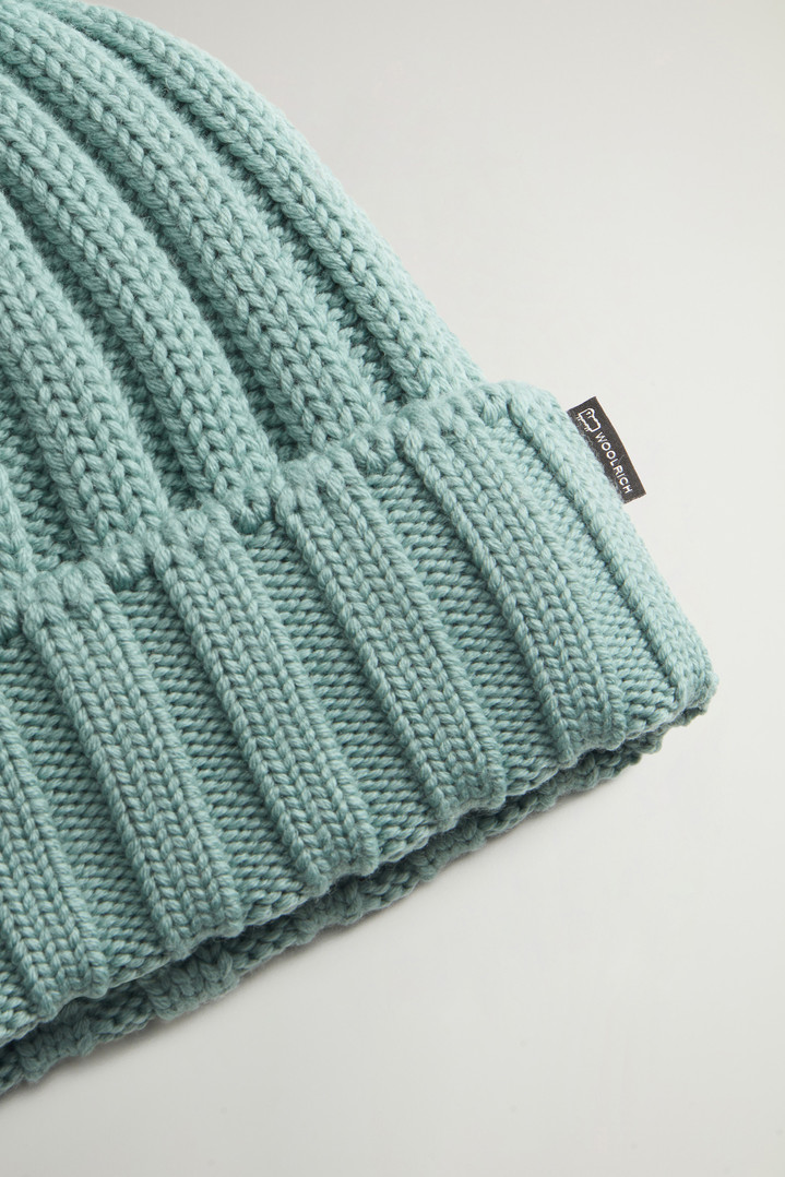 Merino Virgin Wool Beanie with Removable Cashmere Pompom Green photo 3 | Woolrich
