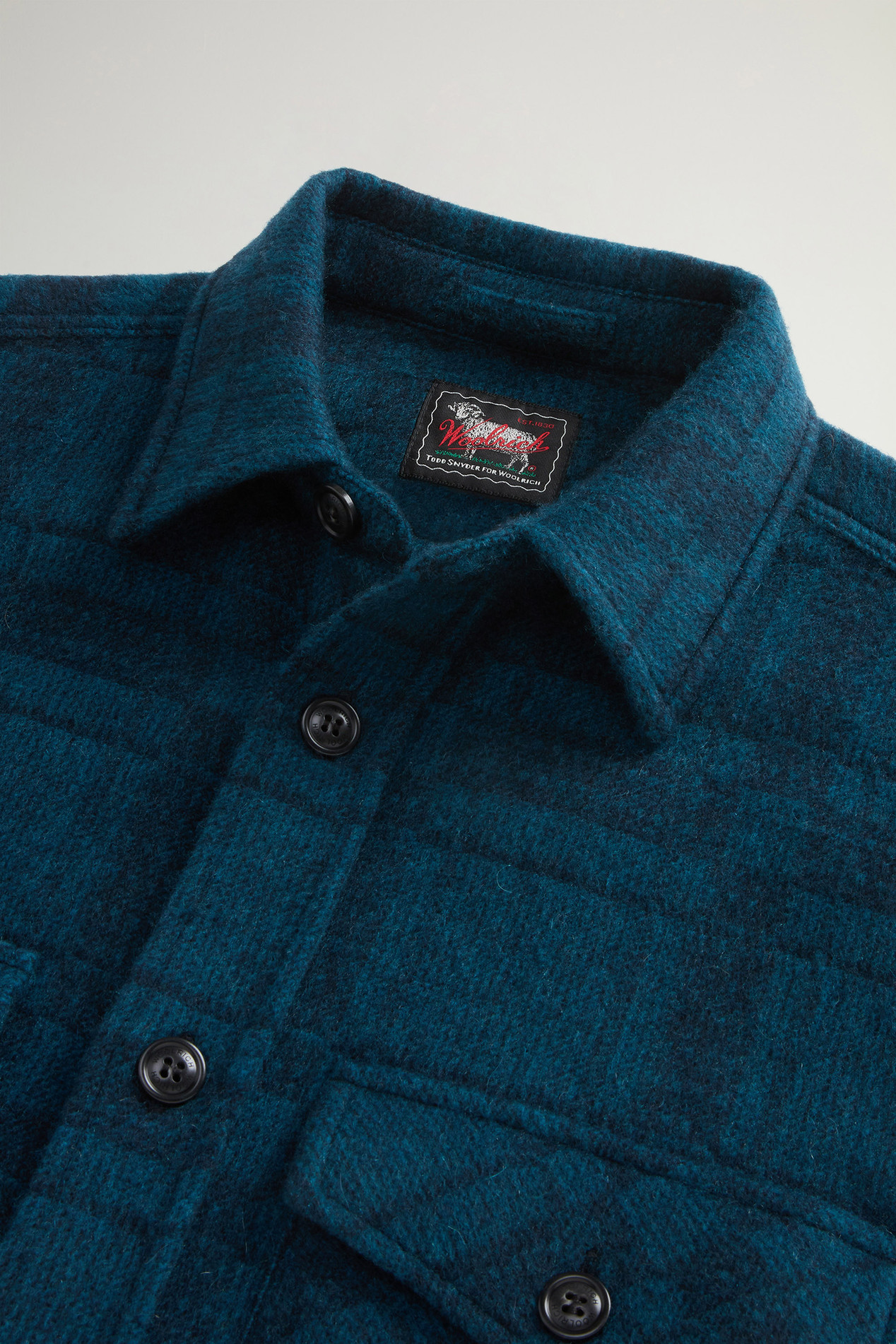 Geruit overhemdjack van zuiver kasjmier by Todd Snyder Blauw photo 9 | Woolrich