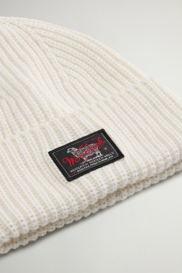 Ribbed Wool-Blend Beanie with Patch White photo 3 | Woolrich