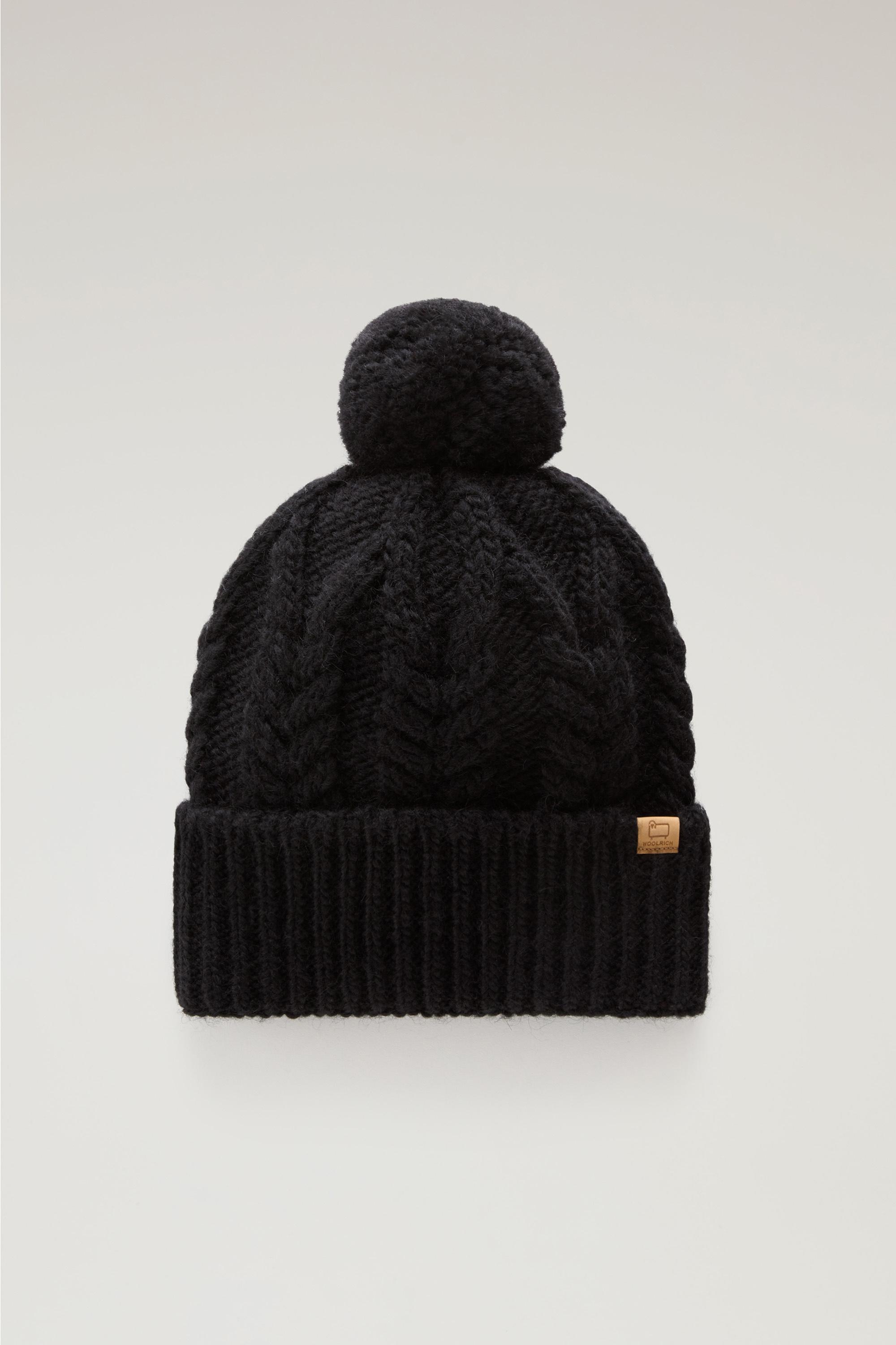 Beanie in Wool and Alpaca Blend with Pom-Pom Black photo 1 | Woolrich