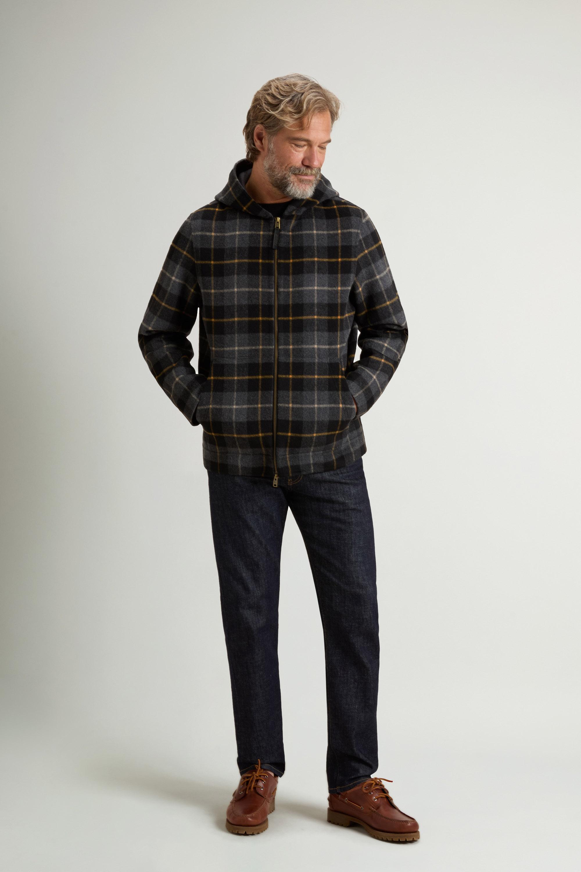 Wool-Blend Jacket with Hood and Zipper Gray photo 1 | Woolrich