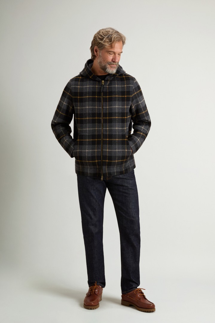 Wool-Blend Jacket with Hood and Zipper Gray photo 2 | Woolrich